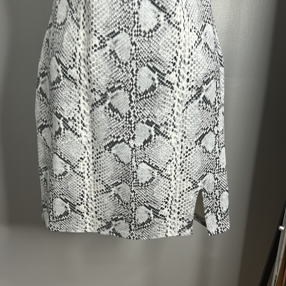 White & Grey Snake Print Spaghetti Strap Minidress - Picture 3 of 4